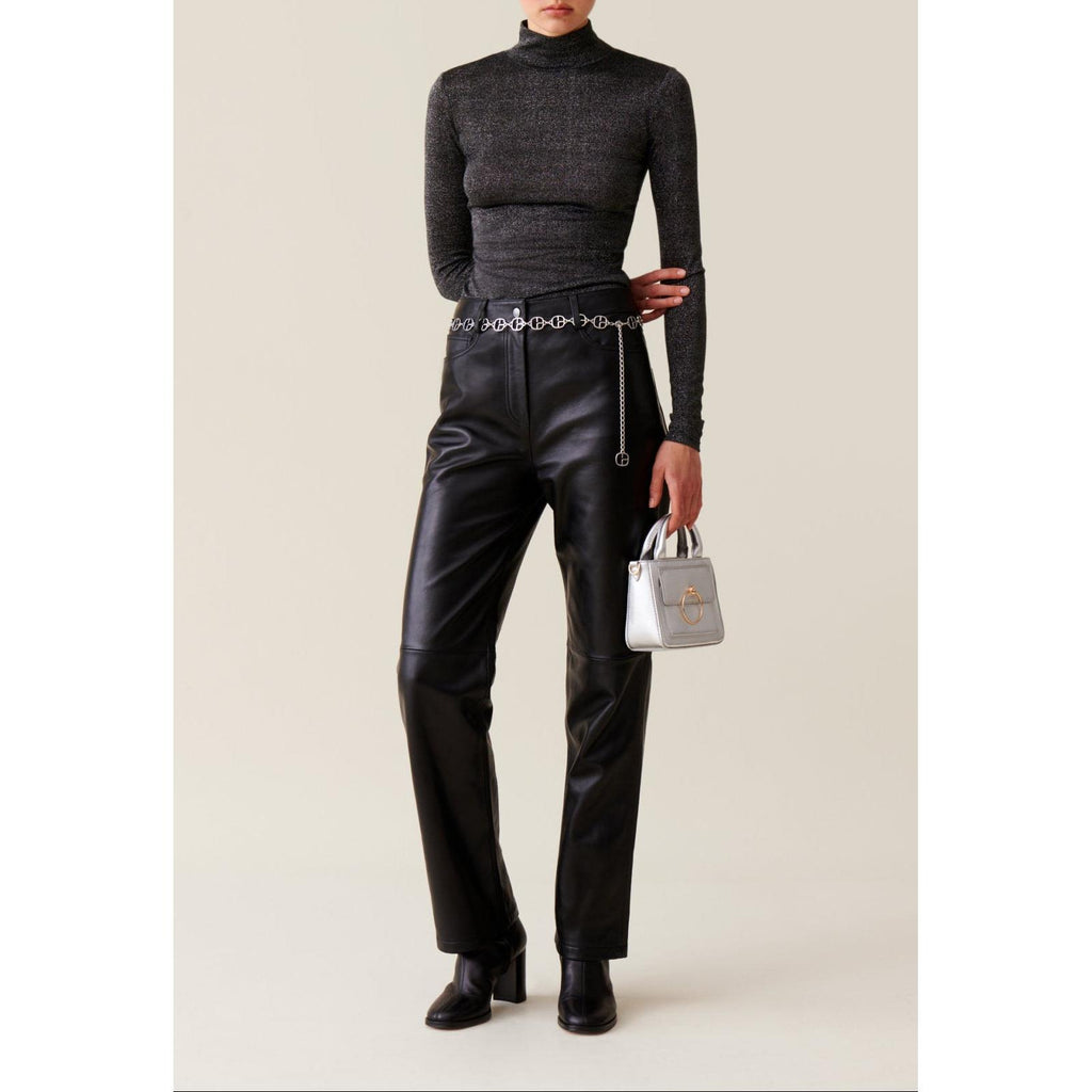Shiny Jersey High-Neck Top