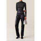 Shiny Jersey High-Neck Top