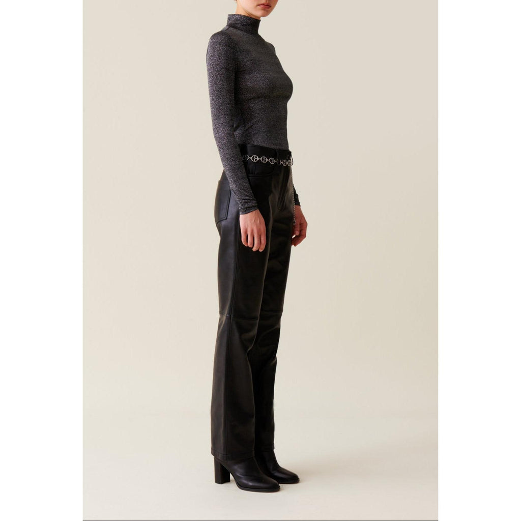 Shiny Jersey High-Neck Top