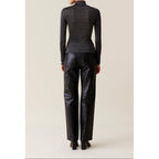 Shiny Jersey High-Neck Top