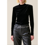 Claudie Pierlot - Top Ceñido Terciopelo Negro