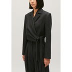 Veste Tailleur Courte Gris Chiné