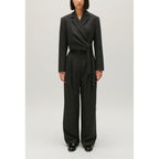 Veste Tailleur Courte Gris Chiné