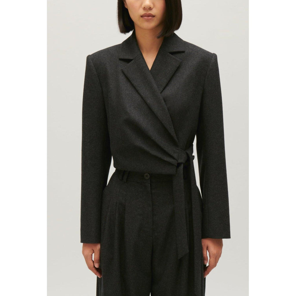 Veste Tailleur Courte Gris Chiné