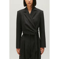 Veste Tailleur Courte Gris Chiné
