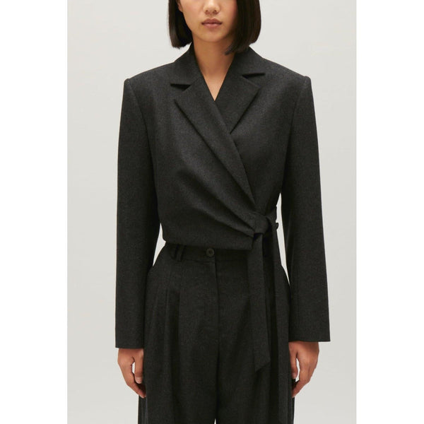 Chaqueta de traje corta gris jaspeado
