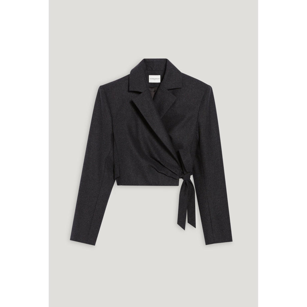 Veste Tailleur Courte Gris Chiné