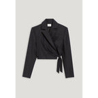 Veste Tailleur Courte Gris Chiné