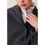 Veste Tweed Gris Laine Mélangée