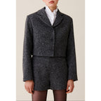 Veste Tweed Gris Laine Mélangée