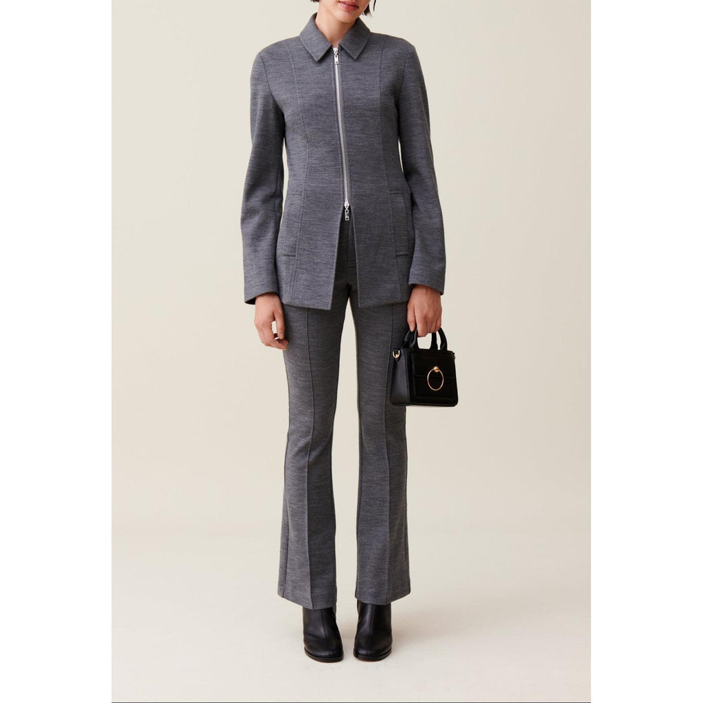 Chaqueta Entallada con Cremallera Gris