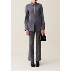 Chaqueta Entallada con Cremallera Gris