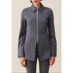 Chaqueta Entallada con Cremallera Gris