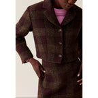 Veste Courte Carreaux Boutonnée