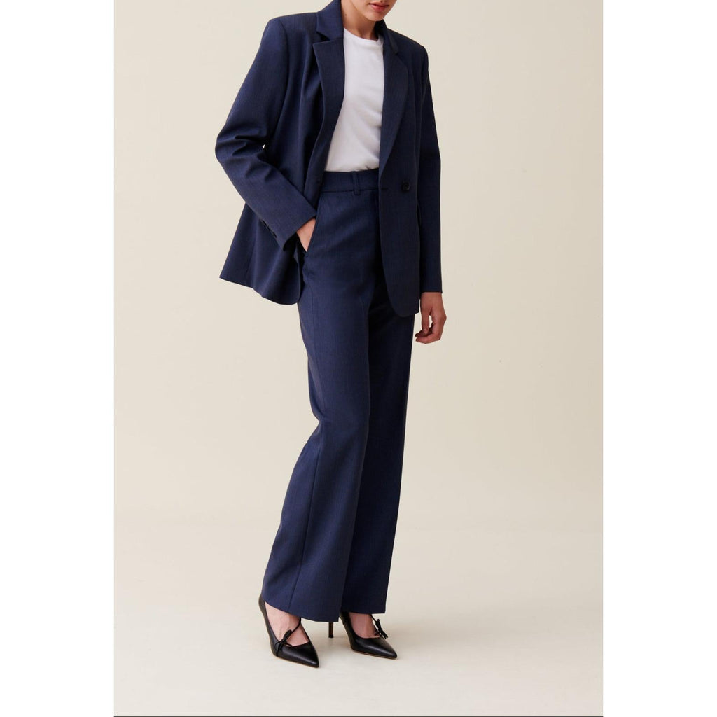 Chaqueta de traje cruzada azul marino