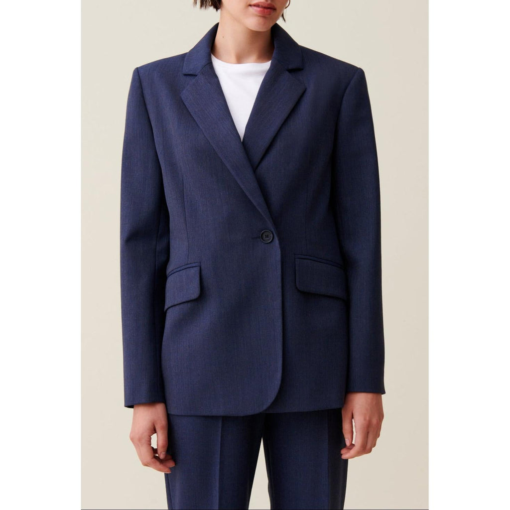 Chaqueta de traje cruzada azul marino