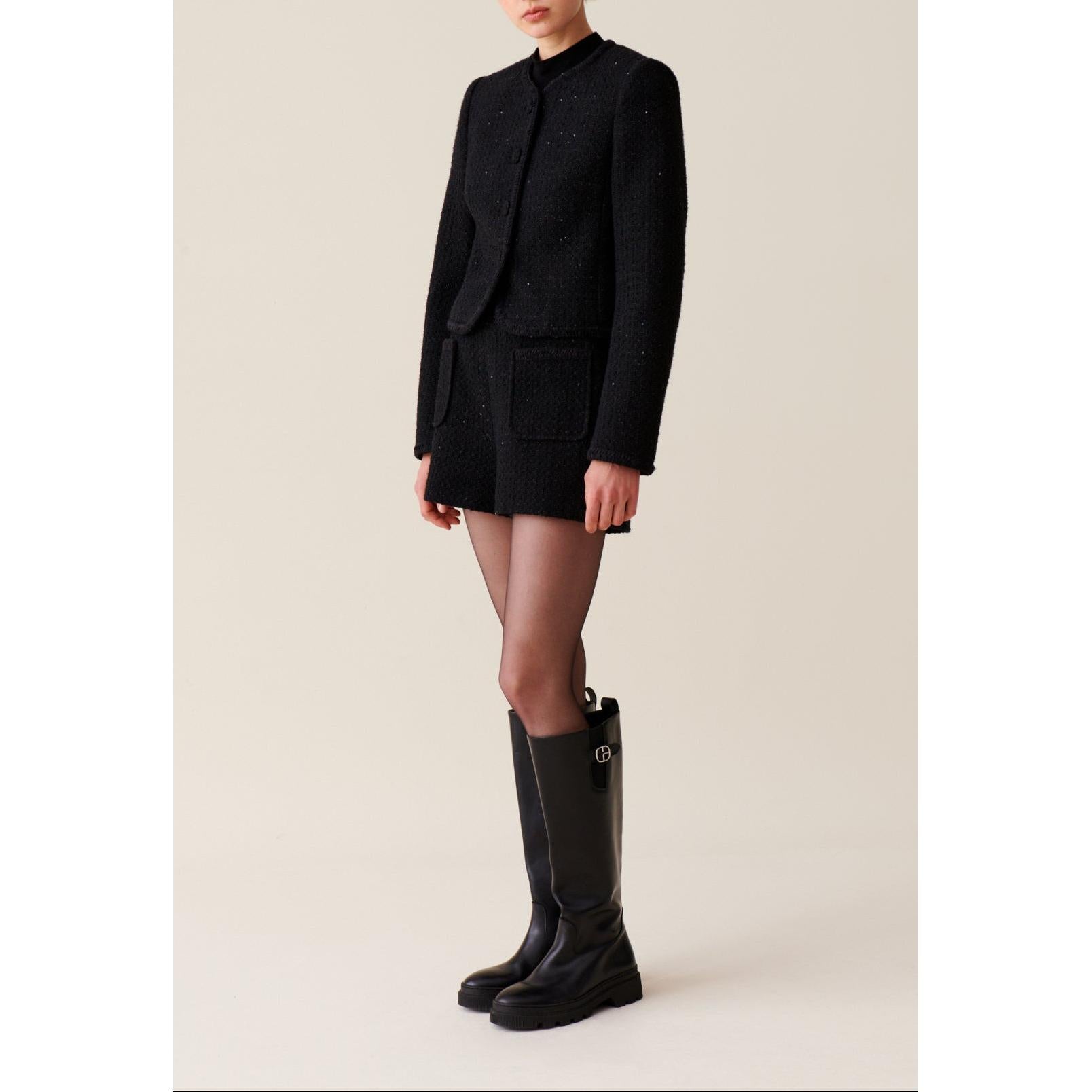 Claudie Pierlot - Veste Droite Noire Tweed