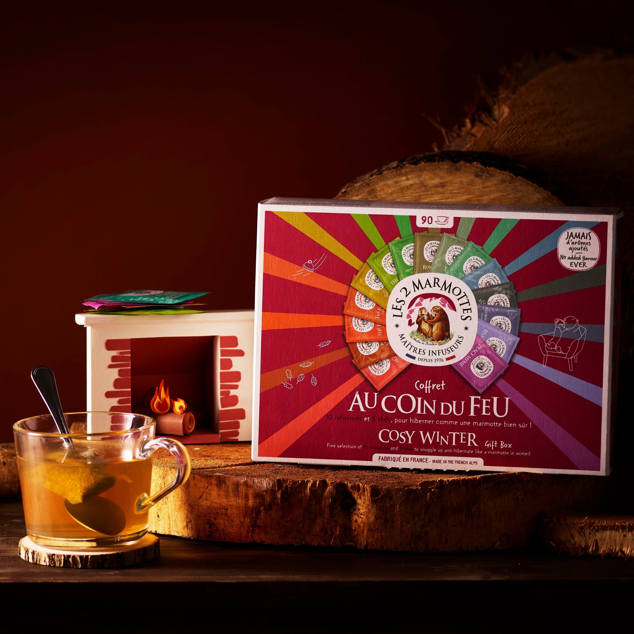 Caja Fireside - 12 Infusiones y 3 Tés - 90 Bolsitas