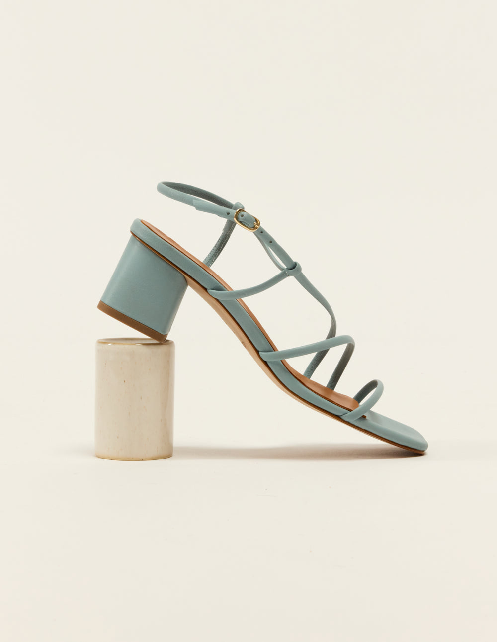 Cola Heeled Sandals - Sky Leather