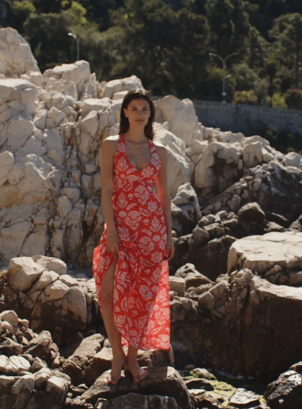 Rina Seashell Midi Dress - Tomato