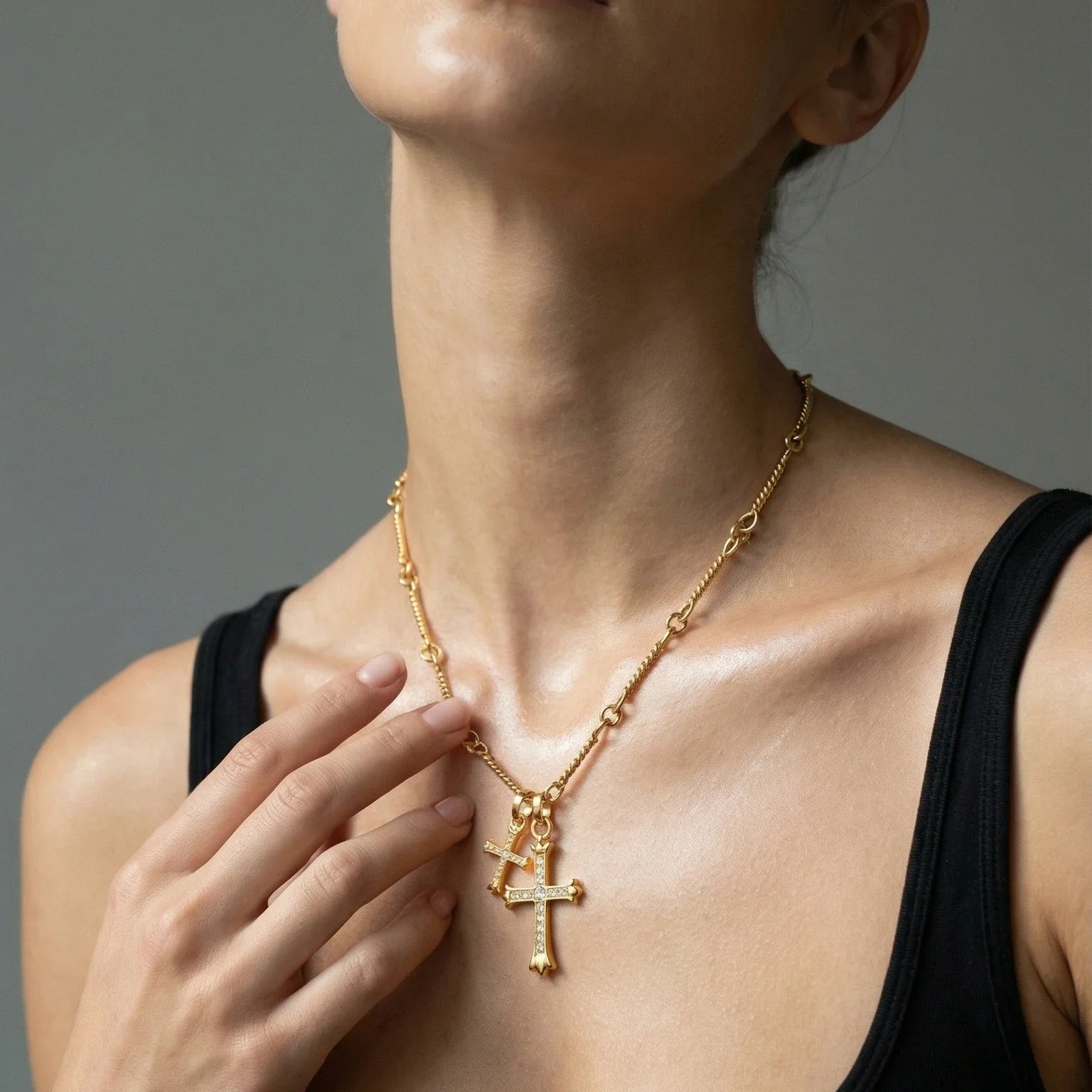 Double Cross Necklace