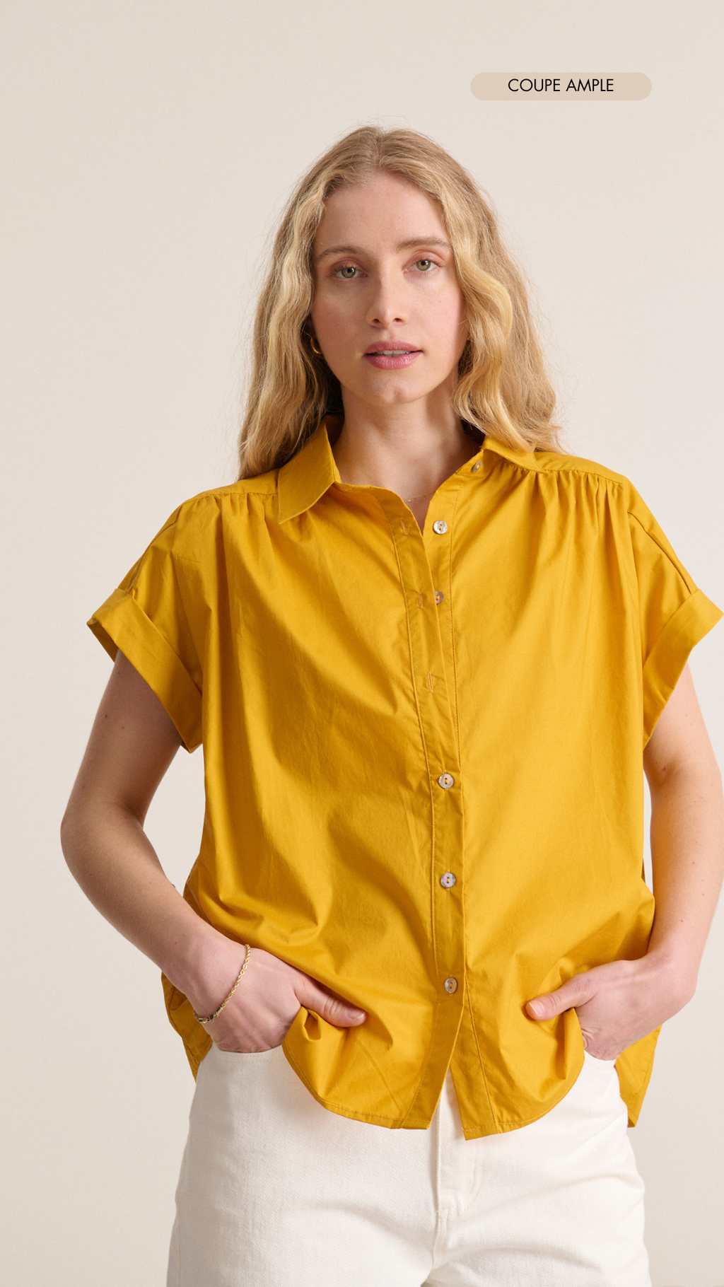 Sleeveless poplin shirt with structured cutouts and delicate gathers women's clothing Garance Paris