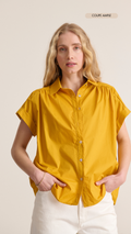 Sleeveless poplin shirt with structured cutouts and delicate gathers women's clothing Garance Paris