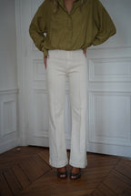 Mocha Straight Jeans - Cream