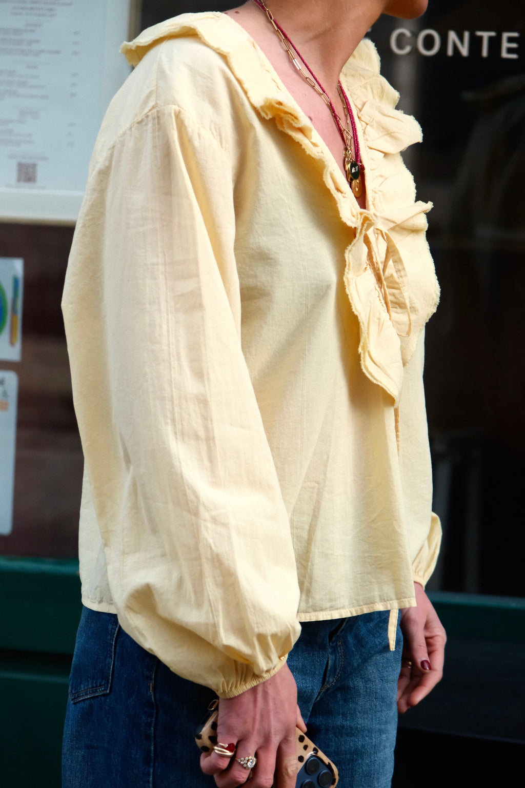 Blusa Sidonie Cuello Volantes Amarilla