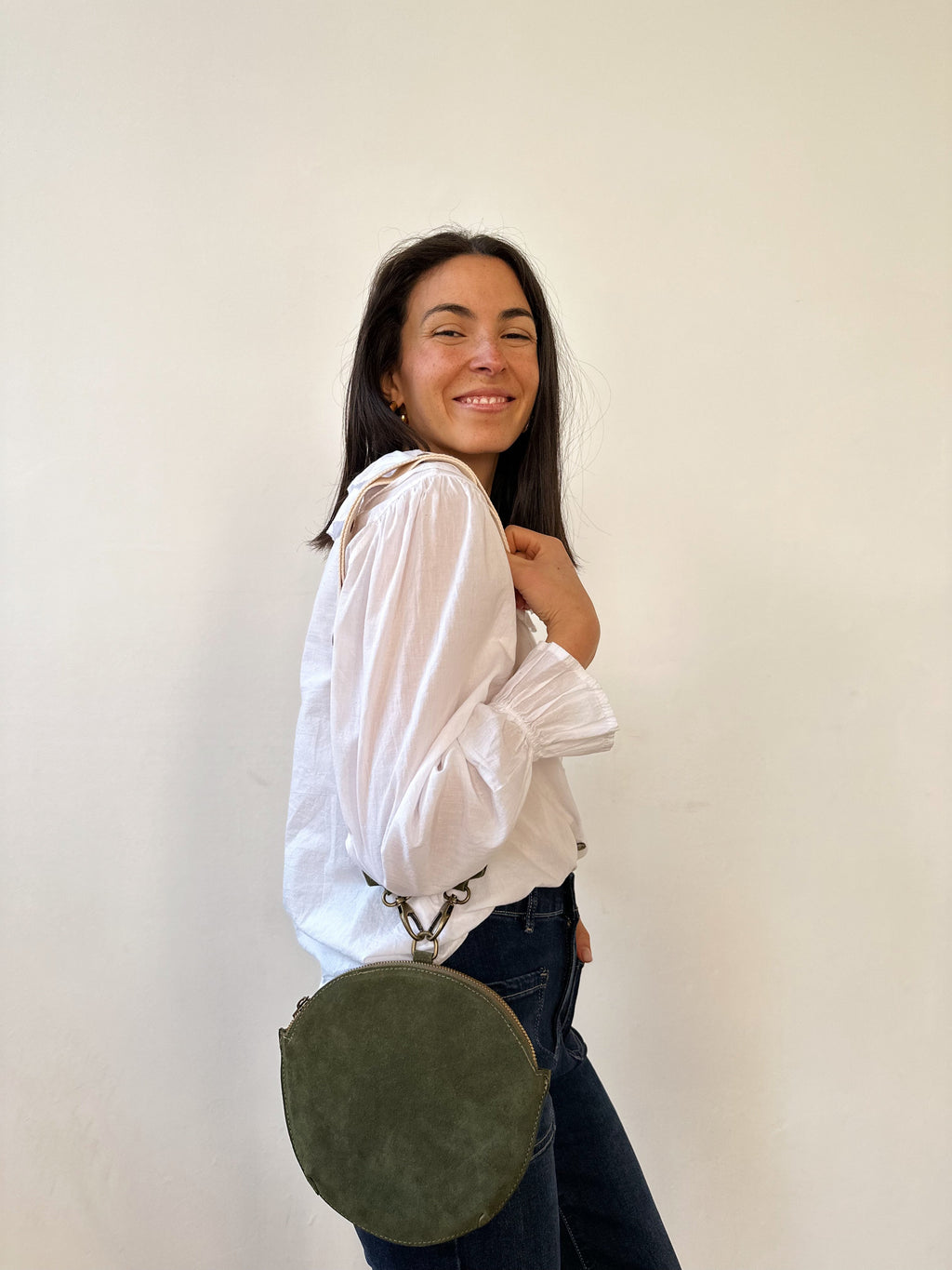 Sac Bandoulière Macarena En Daim Kaki