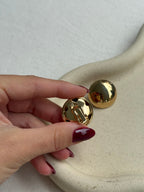 Boucles D’Oreilles Vintage - Dômes Dorés Lisses