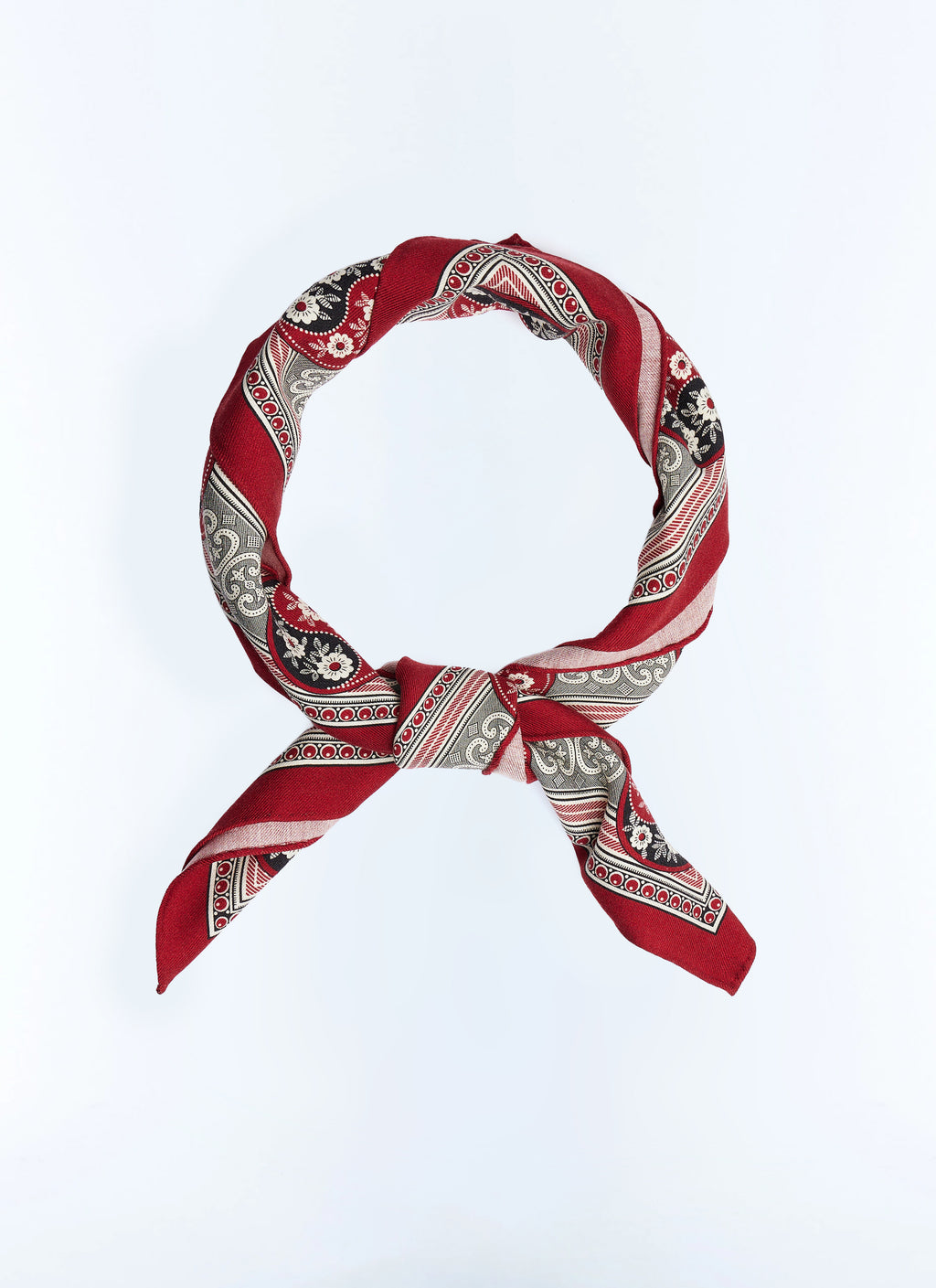 Yin Yang bandana van wol en zijde - Bordeaux