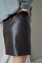 Jupe Ambre Similicuir Chocolat