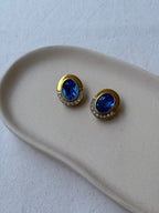 Boucles D’Oreilles Vintage - Cristaux Bleus Facettés