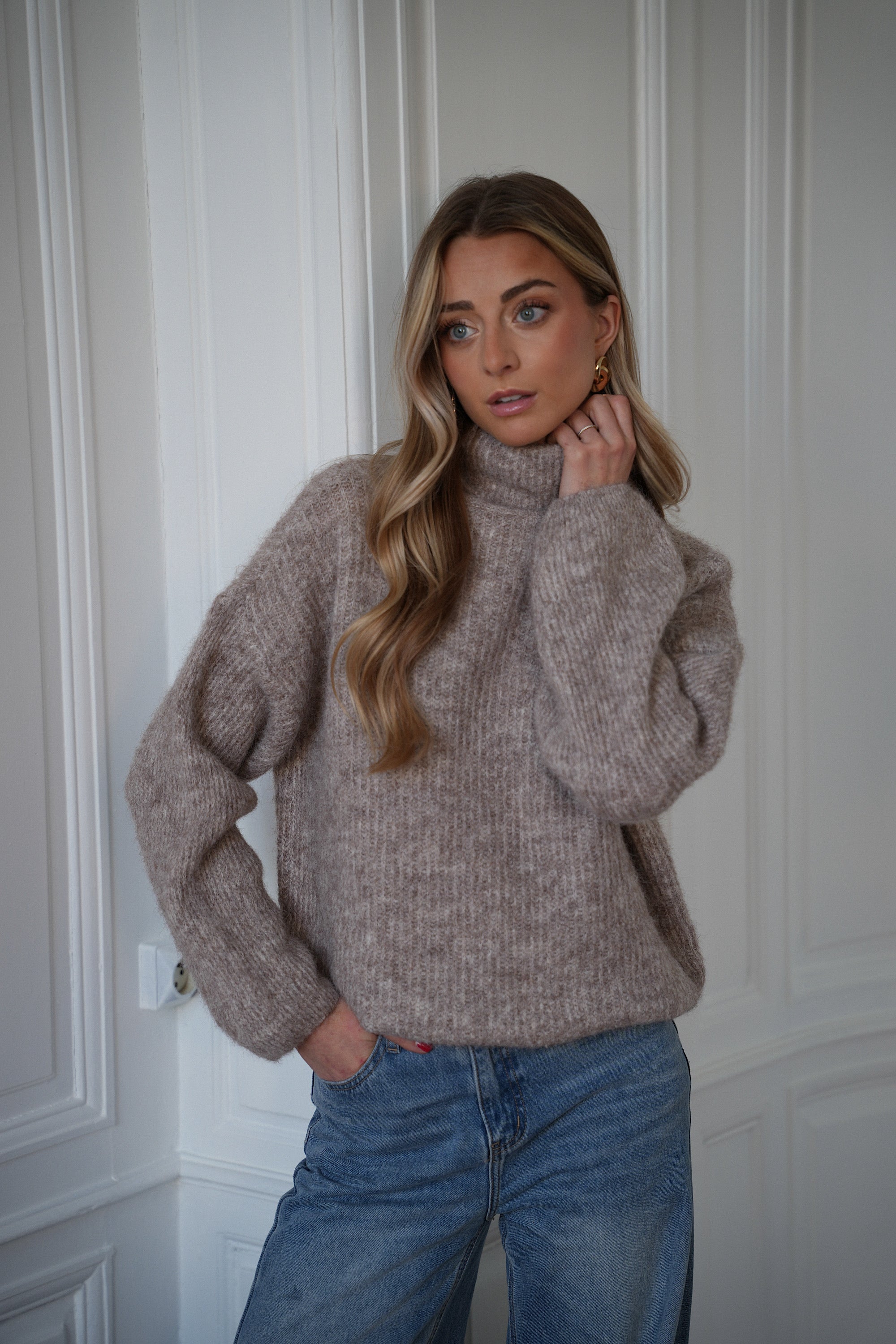Jersey de cuello alto Sora - Taupe