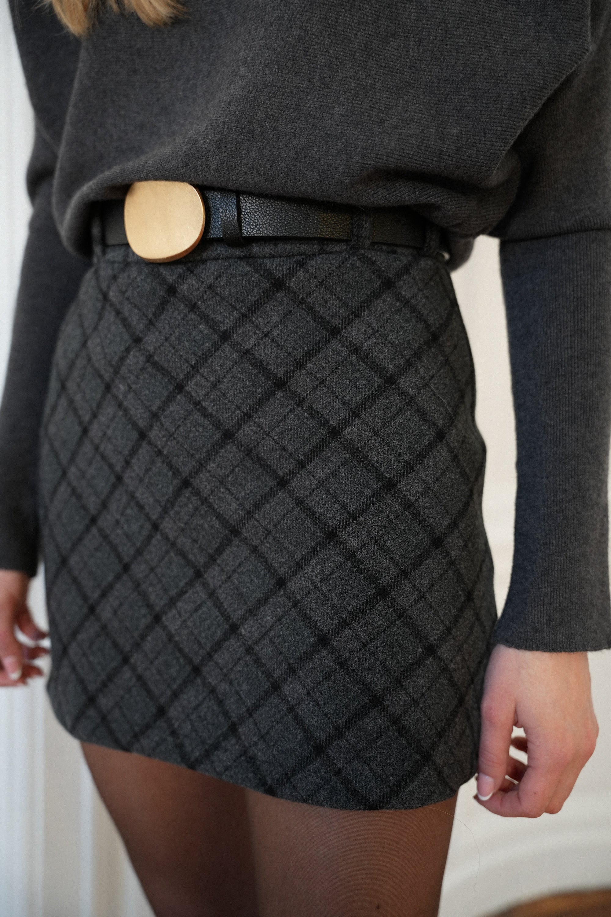 Jupe-Short À Carreaux Paola - Grise