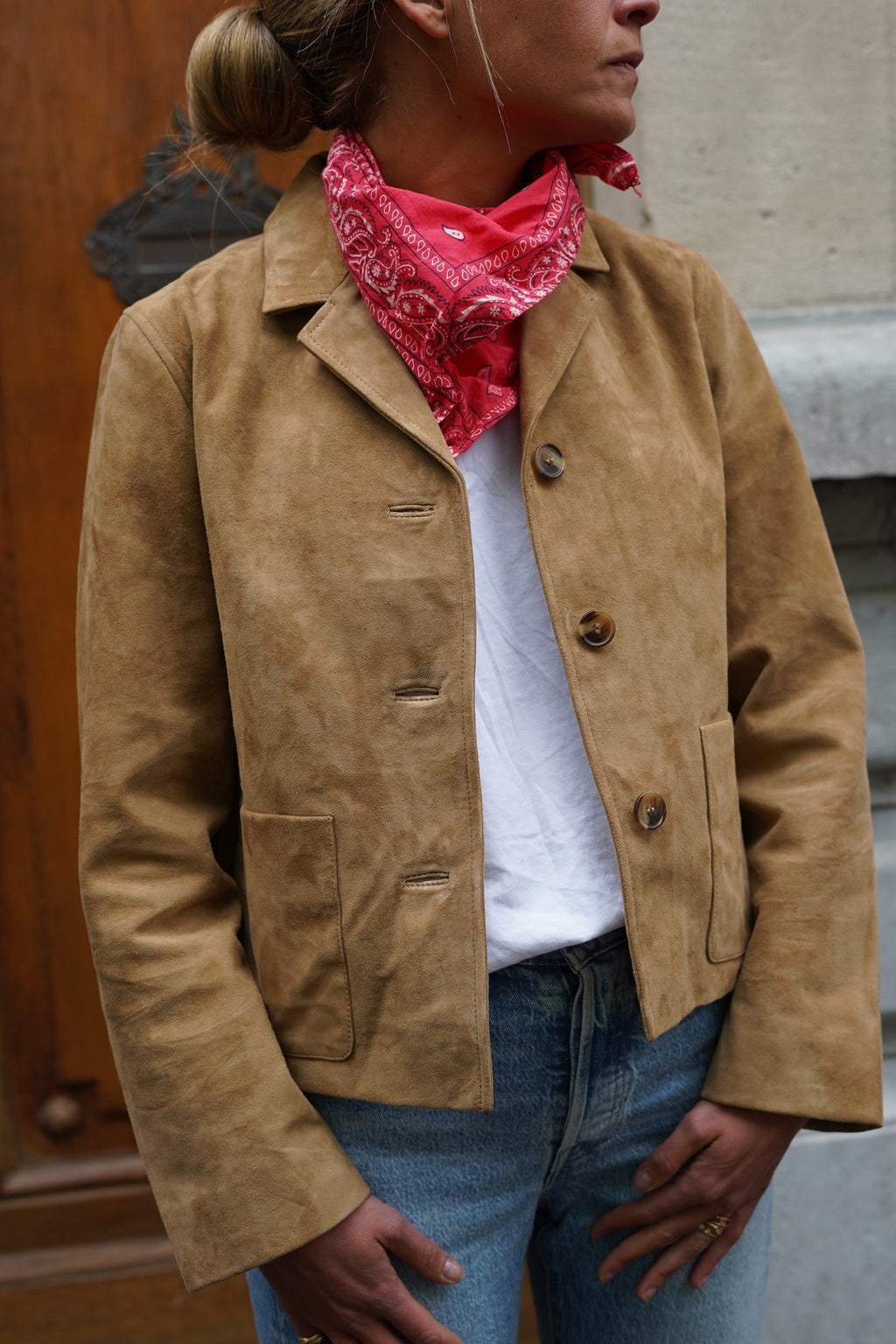 Red bandana scarf