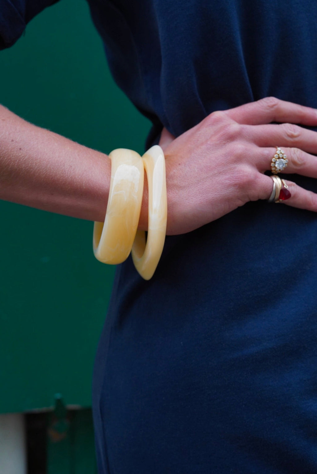 Ecru Square Resin Bangle