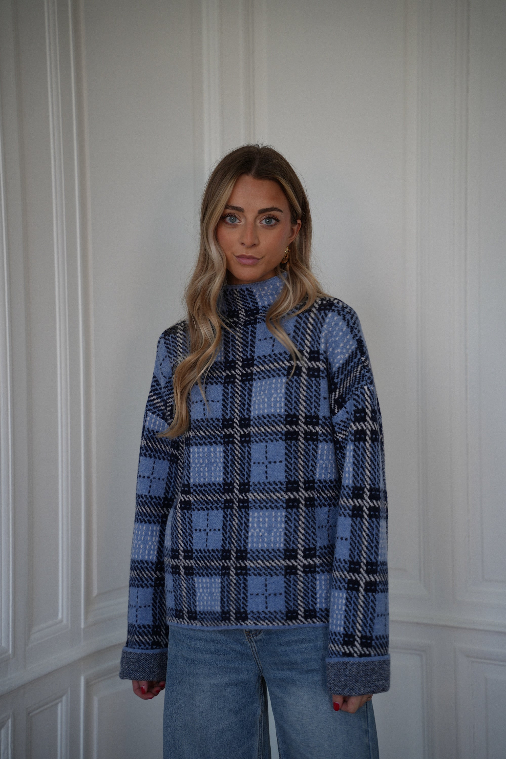 Pull À Carreaux Nala - Bleu