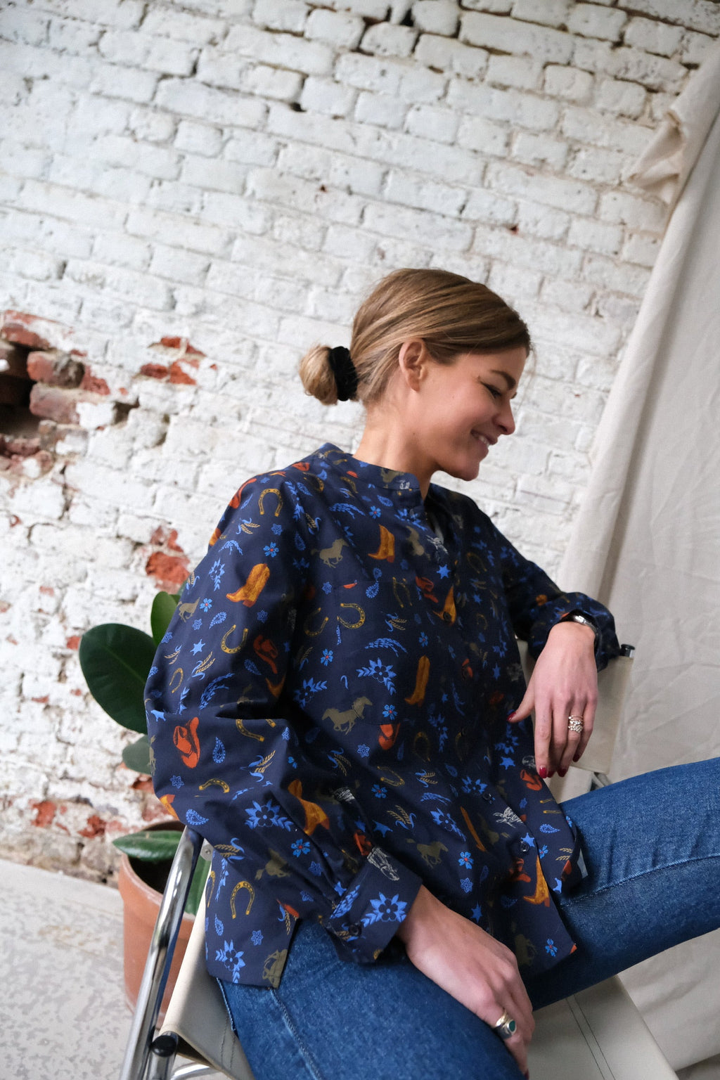 Maria Navy Cowboy Shirt