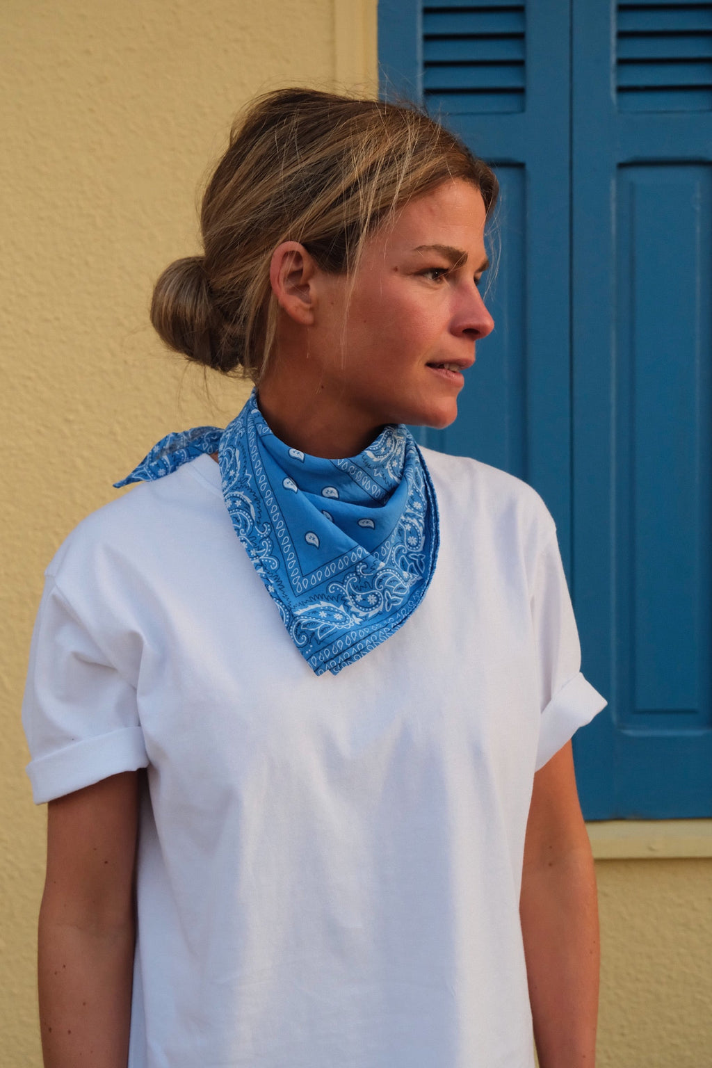 Blue bandana scarf