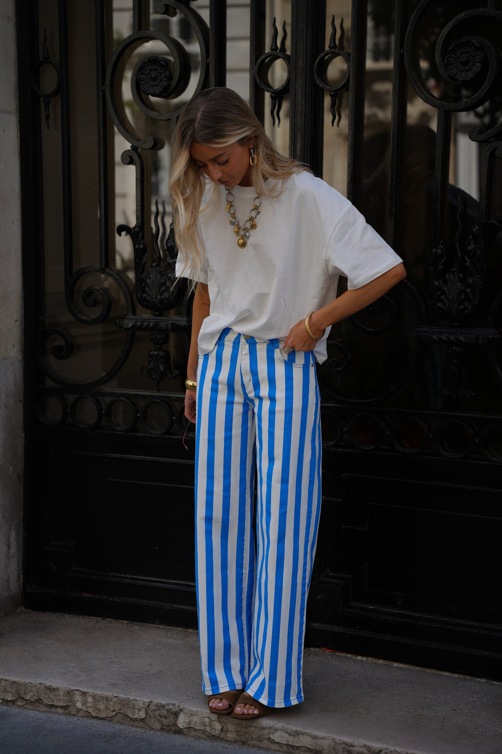 Polla Striped Jeans - Blue