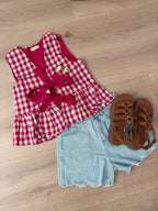 Red Louison Top With Bows