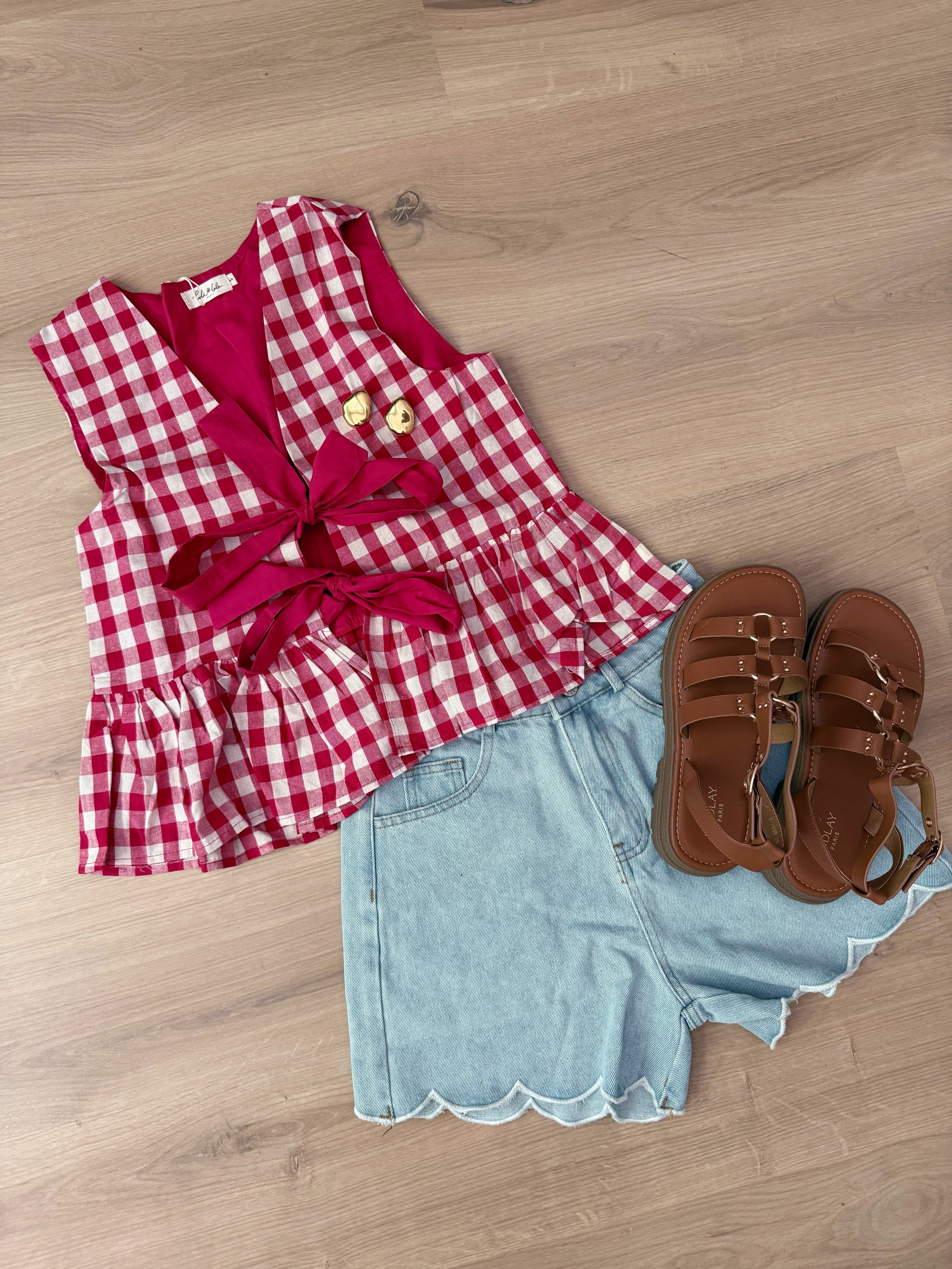 Red Louison Top With Bows