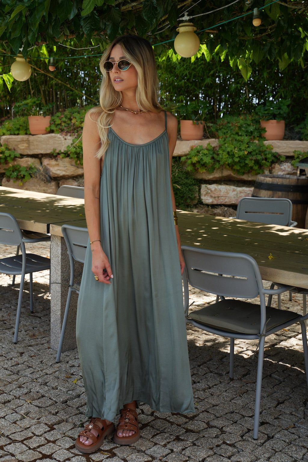 Vestido largo Darcy - Caqui