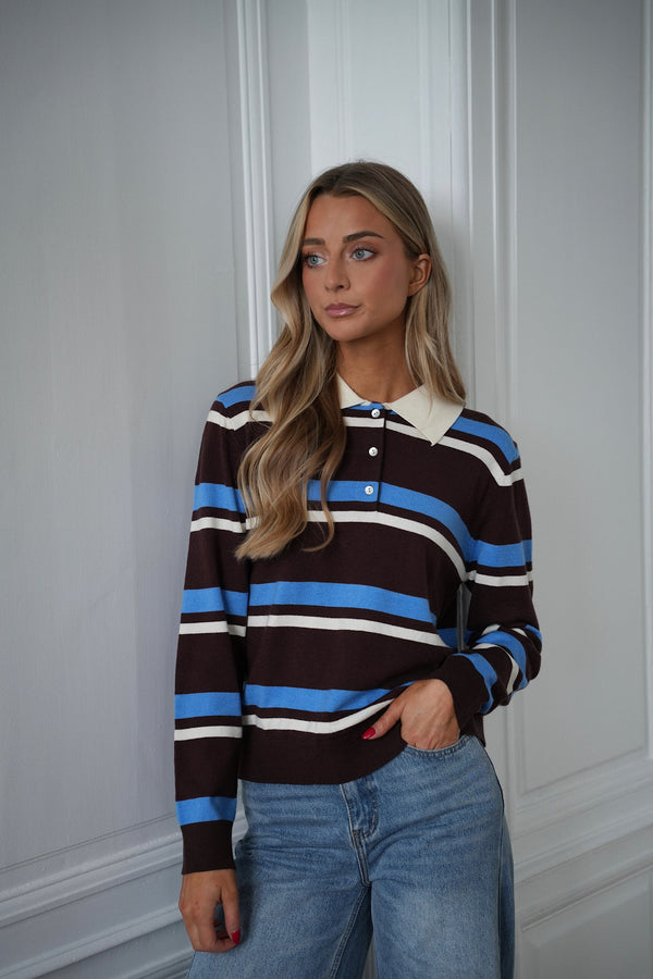 Zola Striped Polo Shirt - Blue