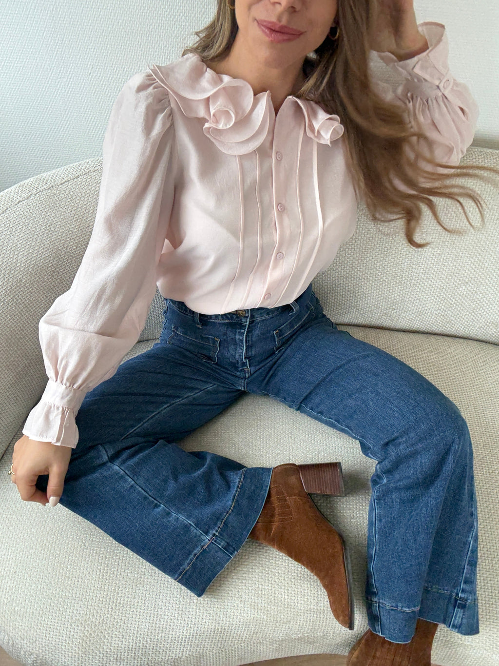 Blouse Brune Doux Rose