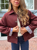 Edith Trench Jacket In Liberty Cotton Burgundy