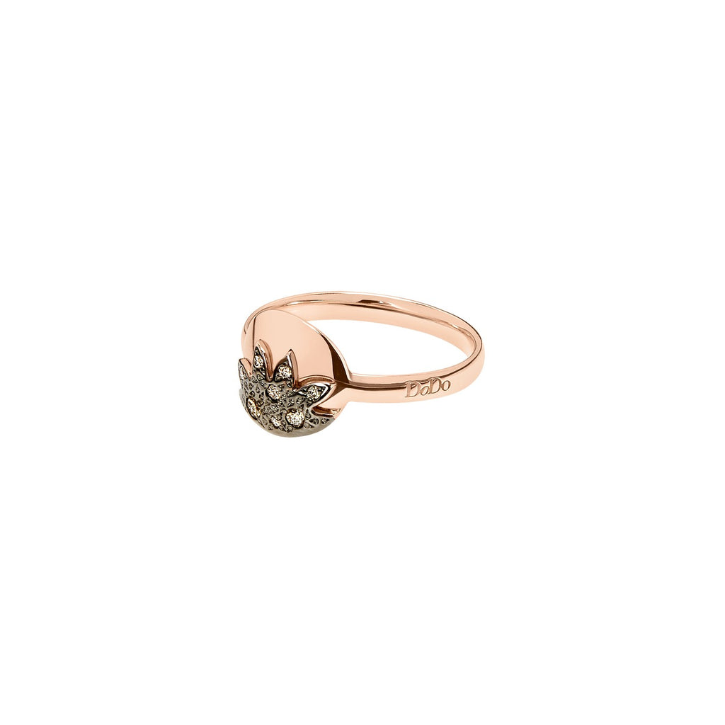 Ring Moon & Sun - 9 Karat Roségold & braune Diamanten