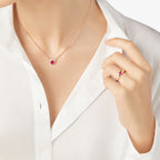 Anillo Corazón - Oro Rosa 9K y Rubí sintético